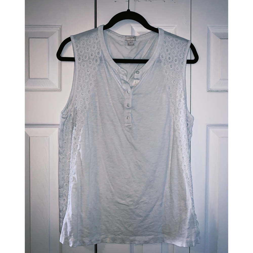J. CREW White Eyelet Tank